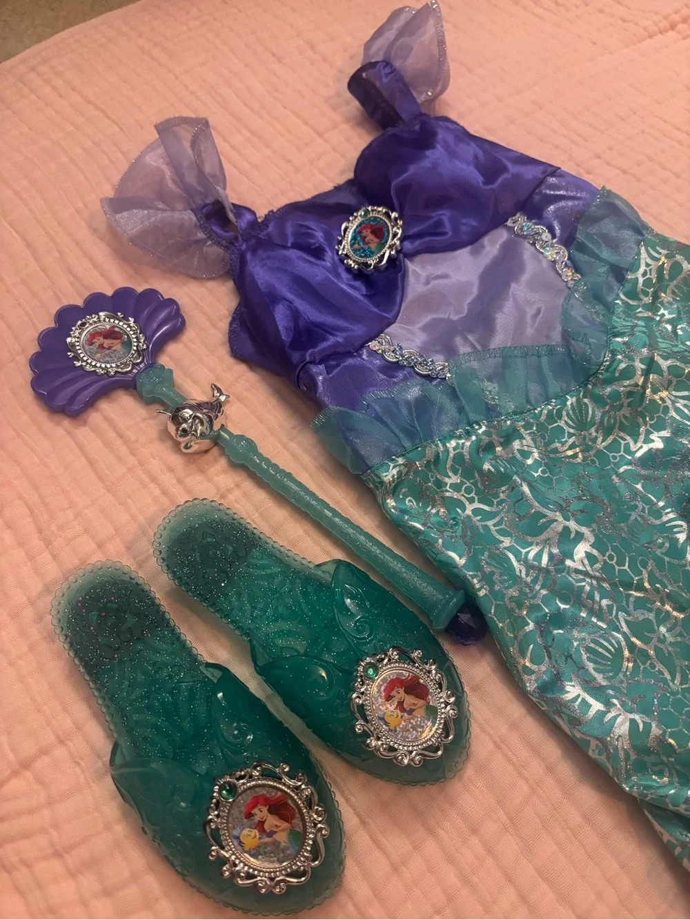 Girls Purple and Teal Princess Mermaid Dress-Up Costume with Accessories